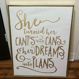 Beautiful gold and white wall decor